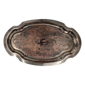 Vtg Roman Creation Silverplate Tray Floral Scroll Pattern 9.5" x 5.75" Platter